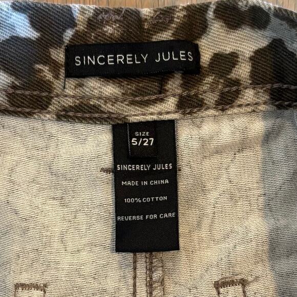 Sincerely Jules Animal Print Cotton Wide Leg Trousers Cropped Women’s Size 27 - Picture 3 of 6